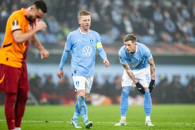 241212 Anders Christiansen and Soren Rieks of Malmö FF during the UEFA Europa League football match between Malmö FF and Galatasaray on December 12, 2024 in Malmö. Photo: Petter Arvidson BILDBYRAN kod PA PA0940 fotboll football soccer fotball uefa europa league europa league malmö ff galatasaray bbeng Copyright: PETTERxARVIDSON BB241212PA058