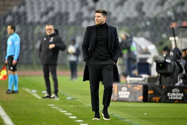 Royale Union Saint-Gilloise v Nice - UEFA Europa League BRUSSELS, BELGIUM - DECEMBER 12 : Pocognoli Sebastien head coach of Royale Union Saint-Gilloise during the UEFA Europa League 2024 25 League Phase MD6 match between Royale Union Saint-Gilloise and Nice on December 12, 2024 in Brussels, Belgium, 12 12 2024 Brussels Belgium  Copyright: xVincentxKalutx