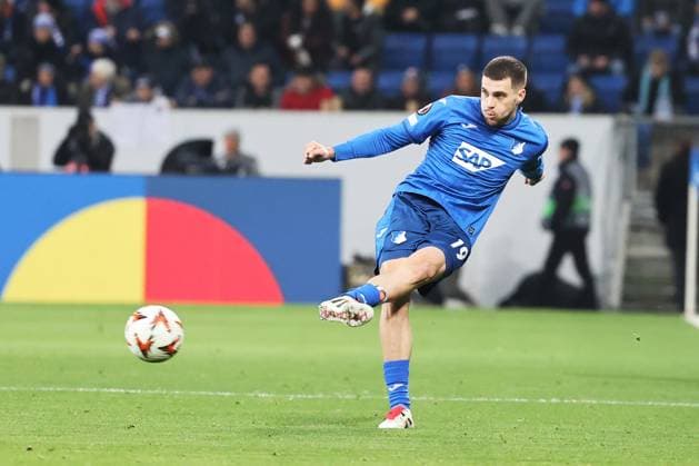 12.12.2024, xtvx, Fussball UEFA Europa League, TSG 1899 Hoffenheim - FCSB Bukarest emspor, v.l. David Jurasek (TSG 1899 Hoffenheim) Portrait (DFL DFB REGULATIONS PROHIBIT ANY USE OF PHOTOGRAPHS as IMAGE SEQUENCES and or QUASI-VIDEO) Sinsheim