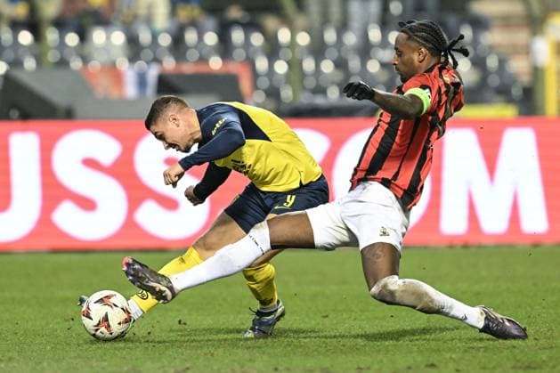 Union s Franjo Ivanovic pictured in action during a soccer game between Belgian soccer team Royale Union Saint-Gilloise and French OGC Nice, on Thursday 12 December 2024 in Brussels, on day 6 8 of the League phase of the UEFA Europa League tournament. BRUNOxFAHY  x108103002x