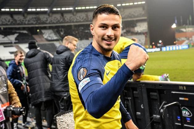 Union s Franjo Ivanovic celebrates after a soccer game between Belgian soccer team Royale Union Saint-Gilloise and French OGC Nice, on Thursday 12 December 2024 in Brussels, on day 6 8 of the League phase of the UEFA Europa League tournament. BRUNOxFAHY  x108105544x