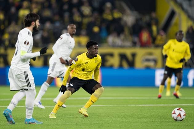 241212 Michael Baidoo of Elfsborg during the Europa League match between Elfsborg and Qarabag on December 12, 2024 in Boras. Photo: Jörgen Jarnberger BILDBYRAN COP 112 JJ0423 fotboll football soccer fotball uefa europa league europa league elfsborg qarabag bbeng Copyright: JÖRGENxJARNBERGER BB241212JJ022