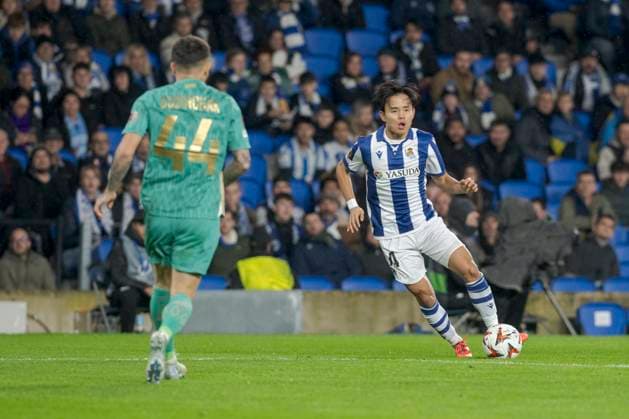 2024 25 UEFA Europa League Takefusa Kubo of Real Sociedad in action during the Europa League 2024 25 League Phase match between Real Sociedad and FC Dynamo Kyiv at Reale Arena. Donostia - San Sebastian. (Basque Country) December 12, 2024. (Gari Garaialde Bostok Photo) Donostia Gipuzkoa Spain Editorial Use Only  Copyright: xGarikoitzxGaraialdex xBostokxPhotox Bostok Photo GarixGaraialdex 0784842925st