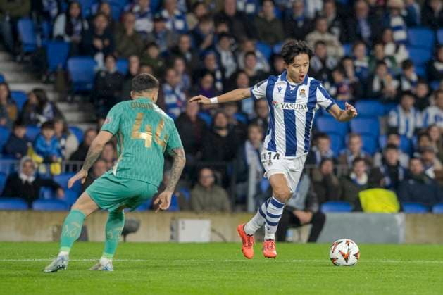 2024 25 UEFA Europa League Takefusa Kubo of Real Sociedad in action during the Europa League 2024 25 League Phase match between Real Sociedad and FC Dynamo Kyiv at Reale Arena. Donostia - San Sebastian. (Basque Country) December 12, 2024. (Gari Garaialde Bostok Photo) Donostia Gipuzkoa Spain Editorial Use Only  Copyright: xGarikoitzxGaraialdex xBostokxPhotox Bostok Photo GarixGaraialdex 0784842928st