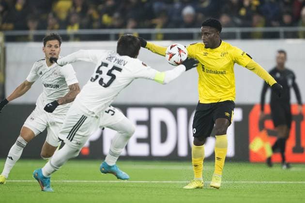 241212 Michael Baidoo of Elfsborg during the Europa League match between Elfsborg and Qarabag on December 12, 2024 in Boras. Photo: Jörgen Jarnberger BILDBYRAN COP 112 JJ0423 fotboll football soccer fotball uefa europa league europa league elfsborg qarabag bbeng Copyright: JÖRGENxJARNBERGER BB241212JJ028