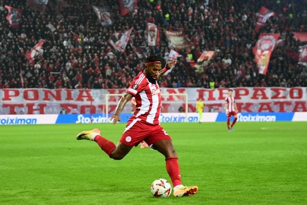 Rodinei of Olympiacos in action during the UEFA Europa League league phase matchday 6 soccer match between Olympiacos and Twente held at Stadium Georgios Karaiskakis in Piraeus, Greece, 12 December 2024. IMAGO ONE INCH PRODUCTIONS PIRAEUS Greece Copyright: xOnexInchxProductionsx 6406445