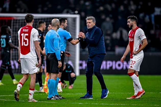 Lazio trainer Marco Baroni, during the match Ajax - Lazio at the Johan Cruijff ArenA for the UEFA Europa League - League phase - Matchday 6 season 2024-2025 in AMSTERDAM, Netherlands on 12 december 2024, (photo by Stefan Koops EYE4images DeFodi Images) Defodi-746_203951