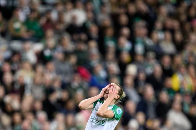 241212 Thea Sorbo of Hammarby looks dejected during the UEFA Women s Champions League football match between Hammarby and Barcelona on December 12, 2024 in Stockholm. Photo: Jesper Zerman BILDBYRAN kod JZ JZ0598 fotboll football soccer fotball uefa womens champions league hammarby barcelona dam bbeng bbauto depp Copyright: JESPERxZERMAN BB241212JZ073