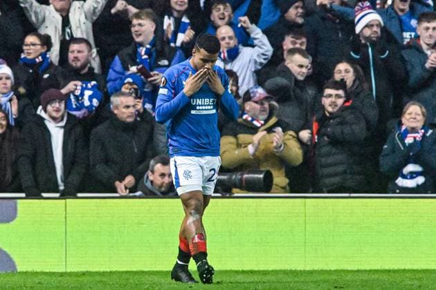 Rangers v Tottenham Hotspur UEFA Europa League Hamza Igamane of Rangers celebrates his goal during the UEFA Europa League match at Ibrox Stadium, Glasgow UK Newspapers OUT Copyright: xJamiexJohnstonx FIL-21079-0097