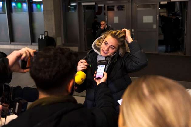 241212 Fridolina Rolfö of Barcelona in the mixed zone after the UEFA Women s Champions League football match between Hammarby and Barcelona on December 12, 2024 in Stockholm. Photo: Sara Damne BILDBYRAN kod SD JZ0598 fotboll football soccer fotball uefa womens champions league hammarby barcelona dam bbeng Copyright: SARAxDAMNE BB241212SD062
