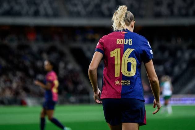 241212 Fridolina Rolfö of Barcelona during the UEFA Women s Champions League football match between Hammarby and Barcelona on December 12, 2024 in Stockholm. Photo: Jesper Zerman BILDBYRAN kod JZ JZ0598 fotboll football soccer fotball uefa womens champions league hammarby barcelona dam bbeng Copyright: JESPERxZERMAN BB241212JZ107