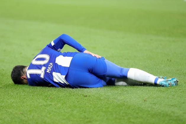 13.12.2024, xtgx, Fussball - 2.Bundesliga, Hertha BSC Berlin - Preussen Muenster emspor, v.l. Ibrahim Maza (Hertha, 10) verletzt, Verletzung (DFL DFB REGULATIONS PROHIBIT ANY USE OF PHOTOGRAPHS as IMAGE SEQUENCES and or QUASI-VIDEO) Berlin