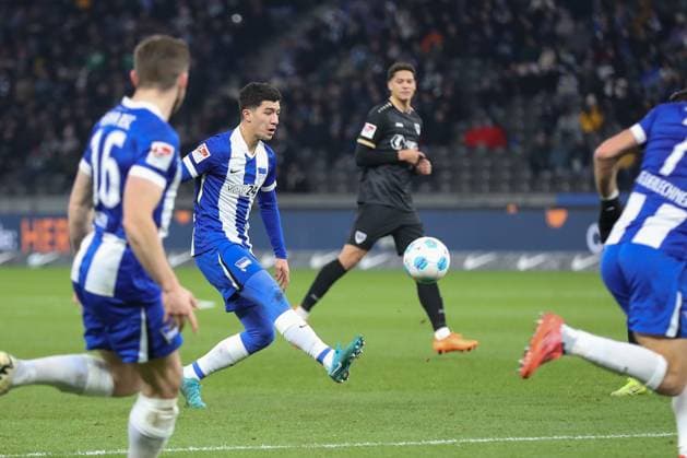 13.12.2024, xtgx, Fussball 2. Bundesliga, Hertha BSC Berlin - SC Preussen Muenster emspor, v.l. Ibrahim Maza (Hertha, 10) (DFL DFB REGULATIONS PROHIBIT ANY USE OF PHOTOGRAPHS as IMAGE SEQUENCES and or QUASI-VIDEO) Berlin