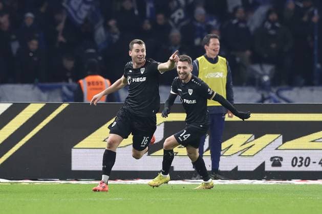 13.12.2024, xtgx, Fussball 2. Bundesliga, Hertha BSC Berlin - SC Preussen Muenster emspor, v.l. Torge Paetow (Münster, 16) Jubel, Torjubel, jubelt ueber das Tor, celebrate the goal, celebration (DFL DFB REGULATIONS PROHIBIT ANY USE OF PHOTOGRAPHS as IMAGE SEQUENCES and or QUASI-VIDEO) Berlin