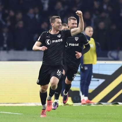 13.12.2024, xtgx, Fussball 2. Bundesliga, Hertha BSC Berlin - SC Preussen Muenster emspor, v.l. Torge Paetow (Münster, 16) Jubel, Torjubel, jubelt ueber das Tor, celebrate the goal, celebration (DFL DFB REGULATIONS PROHIBIT ANY USE OF PHOTOGRAPHS as IMAGE SEQUENCES and or QUASI-VIDEO) Berlin