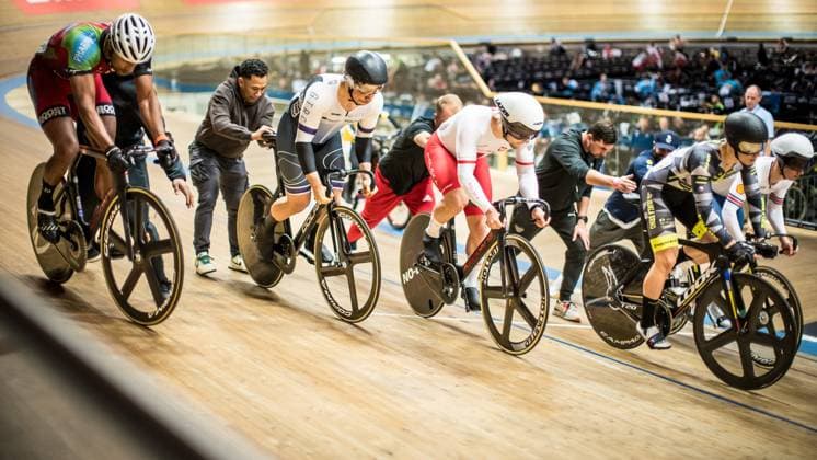 Track Cacling Challenge ; Grenchen, 13.12.2024 Start Keirin Phillip Njisane (JLD - JLD Cycling Acamedy, 119) Spiegel Luca (RHP - Bahn-Rad-Team Rheinland-Pfalz, 129) Burawski Konrad (POL - Poland, 123) Peterka David (DUB - Dukla Brno, 111) Track Cacling Challenge in Grenchen, 13.12.2024 Copyright: xBEAUTIFULxSPORTS OlafxRellischx