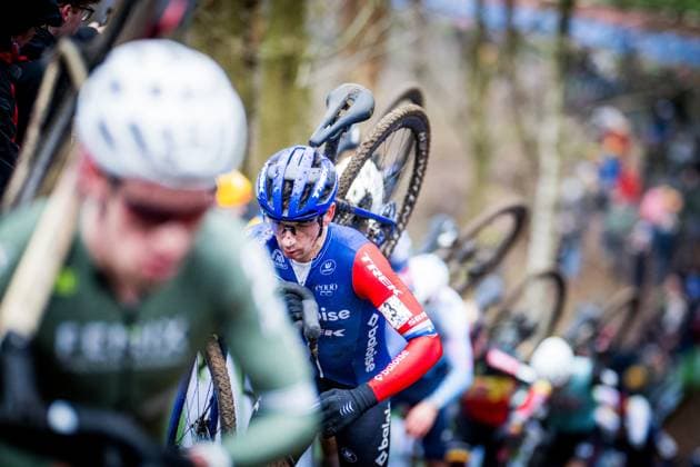 Dutch Lars Van Der Haar pictured in action during the men s elite race at the Herentals Crosst cyclocross cycling event on Saturday 14 December 2024 in Herentals, stage 4 8 in the X2O Badkamers Trofee Veldrijden competition. JASPERxJACOBS  x108249486x