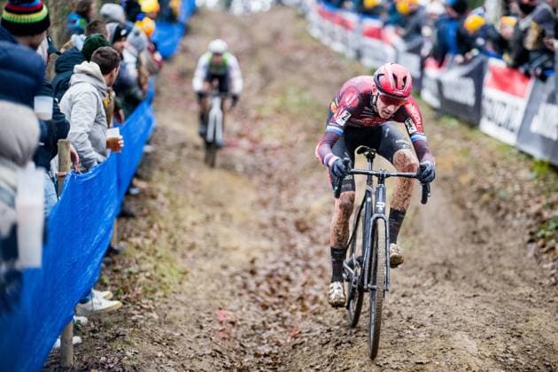 Belgian Michael Vanthourenhout pictured in action during the men s elite race at the Herentals Crosst cyclocross cycling event on Saturday 14 December 2024 in Herentals, stage 4 8 in the X2O Badkamers Trofee Veldrijden competition. JASPERxJACOBS  x108249564x