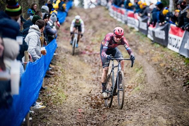 Belgian Michael Vanthourenhout pictured in action during the men s elite race at the Herentals Crosst cyclocross cycling event on Saturday 14 December 2024 in Herentals, stage 4 8 in the X2O Badkamers Trofee Veldrijden competition. JASPERxJACOBS  x108249573x