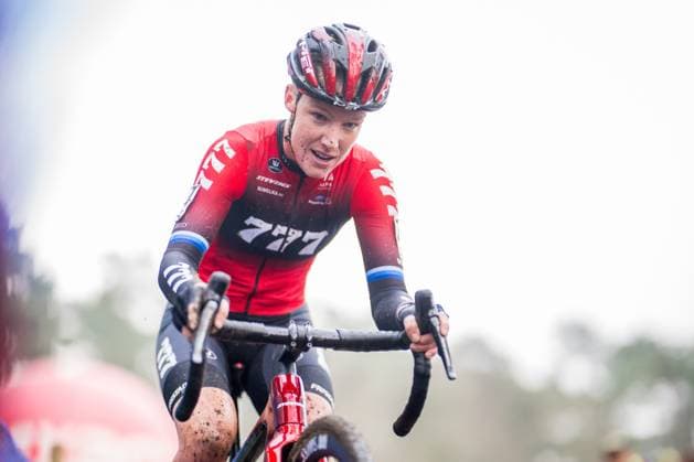 Dutch Annemarie Worst pictured in action during the women s elite race at the Herentals Crosst cyclocross cycling event on Saturday 14 December 2024 in Herentals, stage 4 8 in the X2O Badkamers Trofee Veldrijden competition. JASPERxJACOBS  x108250867x