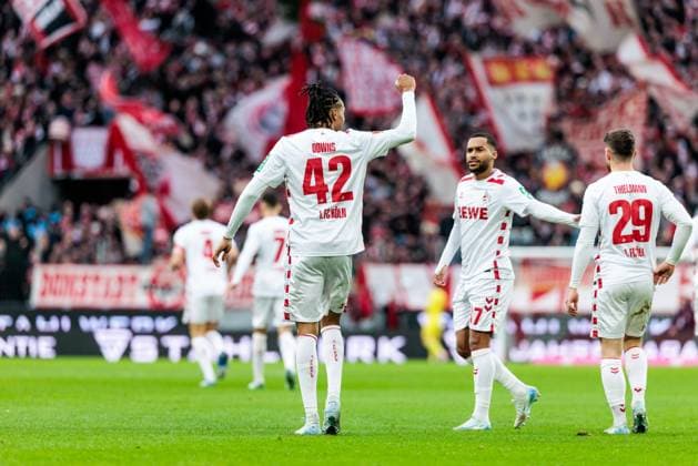 2. Fußball Bundesliga: 1. FC Köln - 1. FC Nürnberg; 15.12.2024 Jubel zum 1:0 durch Damion Downs (1. FC Köln, 42) 2. Fußball Bundesliga: 1. FC Köln - 1. FC Nürnberg, Köln, Rheinenergiestadion am 15.12.2024 DFL REGULATIONS PROHIBIT ANY USE OF PHOTOGRAPHS AS IMAGE SEQUENCES AND OR QUASI-VIDEO.
