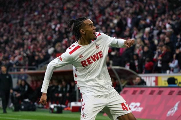 Fussball, 2 BL Saison 2024 2025, 1.FC Köln vs FC Nürnberg 15.12.2024, Rheinenergiestadion Köln, damion downs 1.FC Köln, jubelt Einzelbild Aktion