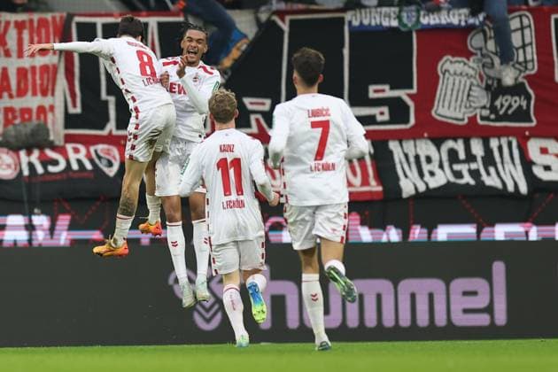 GER, 2.FBL, 1. FC Koeln vs. 1. FC Nuernberg 15.12.2024, Rheinenergie Stadion, Koeln, GER, 2.FBL, 1. FC Koeln vs. 1. FC Nuernberg, im Bild: 3:0 fuer Koeln durch Denis Huseinbasic (FC Koeln 8), Torjubel Jubel Jubellauf, mit Damion Downs (FC Koeln 42),