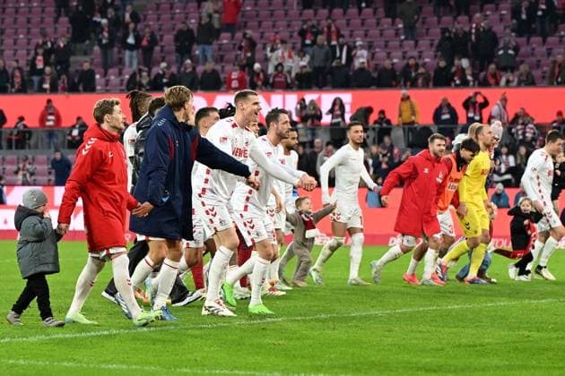 Spieler 1. FC Koeln Jubel, jubelt, jubeln waehrend des Spiels der 2. Bundesliga zwischen dem 1. FC Köln und 1. FC Nürnberg im RheinEnergieStadion am 15. December 2024 in Köln, Deutschland. (Foto von Ralf Treese DeFodi Images) +++ Spieler 1. FC Koeln celebrate, celebrates, celebrating during the 2. Bundesliga match between 1. FC Köln and 1. FC Nürnberg at RheinEnergieStadion on December 15, 2024 in Cologne, Germany. (Photo by Ralf Treese DeFodi Images) DFB DFL REGULATIONS PROHIBIT ANY USE OF PHOTOGRAPHS AS IMAGE SEQUENCES AND OR QUASI-VIDEO. Defodi-521_KOEFCN20241215_055