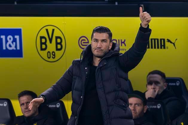 15.12.2024: Fußball: Borussia Dortmund - TSG Hoffenheim, 14. Spieltag im Signal-Iduna-Park. Dortmunds Trainer Nuri Sahin zeigt den Daumen nach oben. WICHTIGER HINWEIS: Gemäß den Vorgaben der DFL und des DFB ist es untersagt, in dem Stadion und oder vom Spiel angefertigte Fotoaufnahmen in Form von Sequenzbildern und oder videoähnlichen Fotostrecken zu verwerten bzw. verwerten zu lassen. Copyright: xKirchner DavidxInderliedx