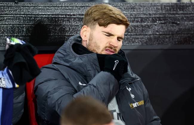 Timo Werner of Tottenham Hotspur seen on the bench. Southampton v Tottenham Hotspur, Premier League, Football, St Mary s Stadium, Southampton, UK - 15 Dec 2024 EDITORIAL USE ONLY No use with unauthorised audio, video, data, fixture lists, club league logos or live services. Online in-match use limited to 120 images, no video emulation. No use in betting, games or single club league player publications. Copyright: xJamesxMarsh Shutterstockx 15001774af