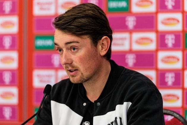 Google Pixel Frauen-Bundesliga: 1. FC Köln - RB Leipzig; 16.12.2024 Jonas Stephan (Trainer RB Leipzig) während der Pressekonferenz Google Pixel Frauen-Bundesliga: 1. FC Köln - RB Leipzig, Köln, Franz-Kremer-Stadion am 16.12.2024 DFB REGULATIONS PROHIBIT ANY USE OF PHOTOGRAPHS AS IMAGE SEQUENCES AND OR QUASI-VIDEO. Copyright: xBEAUTIFULxSPORTS Wunderlx