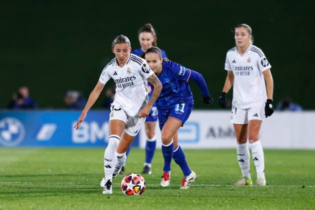 December 17, 2024, Valdebebas, Madrid, SPAIN: Sheila Garcia of Real Madrid in action during the UEFA Womenâ€⠢s Champions League, Group B, football match played between Real Madrid and Chelsea at Alfredo Di Stefano stadium on December 17, 2024, in Valdebebas, Madrid, Spain. Valdebebas SPAIN - ZUMAa181 20241217_zaa_a181_069 Copyright: xDennisxAgyemanx