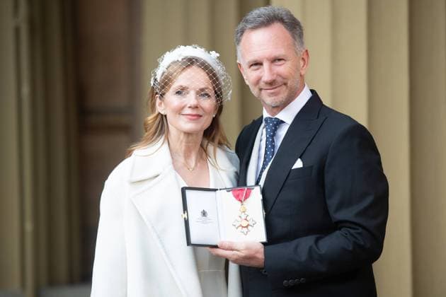 Bilder des Jahres 2024, Sport 12 Dezember Sport Themen der Woche KW51 Sport Bilder des Tages 18 12 2024. London, United Kingdom. Christian Horner, Team Principal and Chief Executive Officer of Red Bull Racing and his wife Geri Halliwell with his CBE after an Investiture at Buckingham Palace in London.  xPoolx xixImagesx IIM-25626-0007  xIMAGO Poolx xixImagesx imago images 1055645014