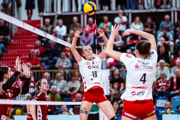 DVV-Pokal Halbfinale; SC Potsdam - Dresdner SC; 18.12.2024 DVV-Pokal Halbfinale; SC Potsdam - Dresdner SC; 18.12.2024 Copyright: xBEAUTIFULxSPORTS NicolxMarschallx