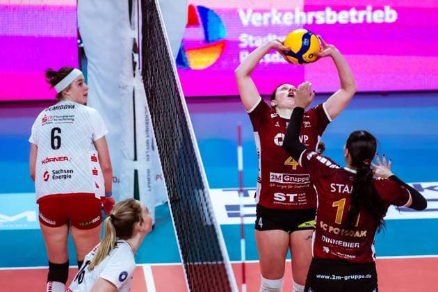 DVV-Pokal Halbfinale; SC Potsdam - Dresdner SC; 18.12.2024 DVV-Pokal Halbfinale; SC Potsdam - Dresdner SC; 18.12.2024 Copyright: xBEAUTIFULxSPORTS NicolxMarschallx