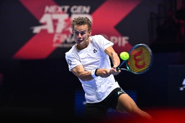 NextGen ATP, Tennis Herren Finals First Round - Jeddah Luca Van Assche (FRA) during his first round match at the 2024 NextGen ATP Finals in Jeddah, Saudi Arabia on December 18, 2024. Photo by Corinne Dubreuil ABACAPRESS.COM Jeddah Saudi Arabia  Copyright: xDubreuilxCorinne ABACAx