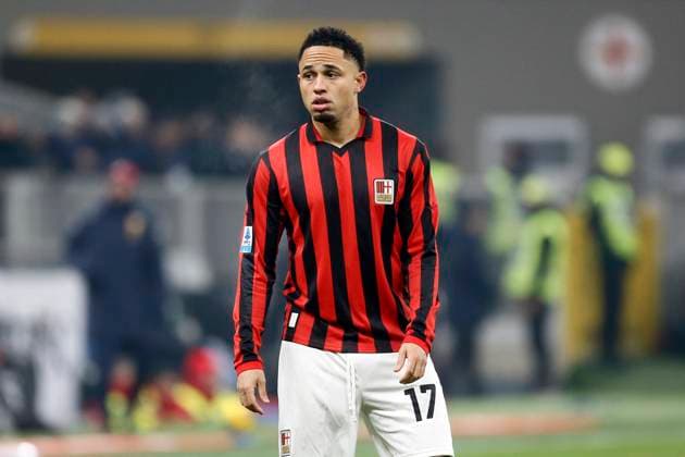 NOAH OKAFOR, Serie A 2024-25, Milan-Genoa 0-0, Celebrazione 125 anni AC Milan, Celebration Shirt, Maglia, azione, action, single shot SERIE A 2024-25 MILAN-GENOA 0-0
