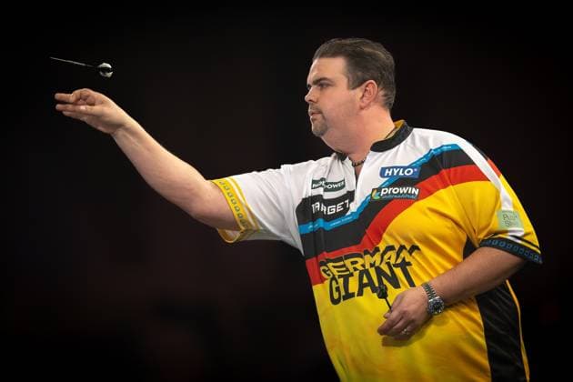 Sport Themen der Woche KW51 Sport Bilder des Tages Paddy Power 2025 World Darts Championship Gabriel Clemens (GER) in his Second Round match against Rob Owen (WAL) (not in picture) during the 2025 Paddy Power World Darts Championship at Alexandra Palace, London, United Kingdom on 19 December 2024. London Alexandra Palace London United Kingdom Editorial use only , Copyright: xIanxStephenx PSI-21035-0124