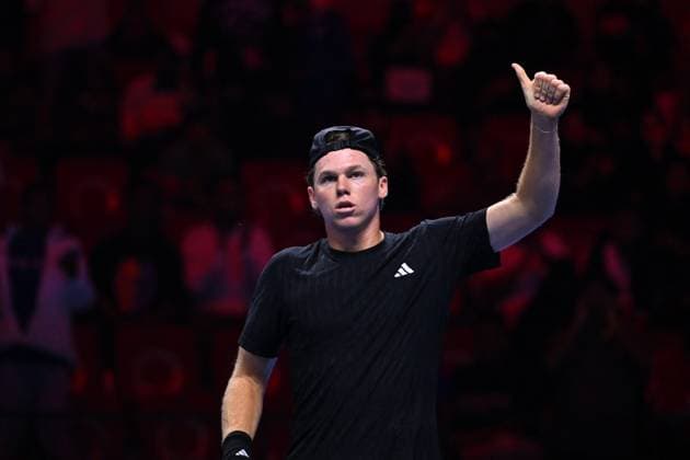 NextGen ATP, Tennis Herren Finals Second Round - Jeddah Alex Michelsen (USA) during his second round match at the 2024 NextGen ATP Finals in Jeddah, Saudi Arabia on December 19, 2024. Photo by Corinne Dubreuil ABACAPRESS.COM Jeddah  Copyright: xDubreuilxCorinne ABACAx