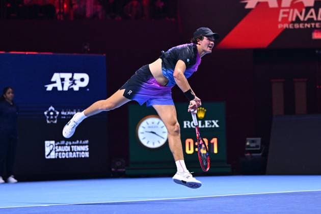 NextGen ATP, Tennis Herren Finals Second Round - Jeddah Joao Fonseca (BRA) during his second round match at the 2024 NextGen ATP Finals in Jeddah, Saudi Arabia on December 19, 2024. Photo by Corinne Dubreuil ABACAPRESS.COM Jeddah Saudi Arabia  Copyright: xDubreuilxCorinne ABACAx