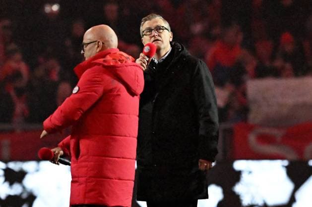 Sport Themen der Woche KW51 20.12.2024, xsltx, Fussball 1.Bundesliga, FC Bayern Muenchen - RB Leipzig emspor, v.l. Vorstandsvorsitzender Jan-Christian Dreesen (FC Bayern Muenchen) Ansprache wegen der Anschlag in Magdeburg Schweigeminute und Absage der Feierlichkeiten nach dem Spiel (DFL DFB REGULATIONS PROHIBIT ANY USE OF PHOTOGRAPHS as IMAGE SEQUENCES and or QUASI-VIDEO) Muenchen *** 20 12 2024, xsltx, Fußball 1 Bundesliga, FC Bayern Muenchen RB Leipzig emspor, v l CEO Jan Christian Dreesen FC Bayern Muenchen speech due to the attack in Magdeburg minute of silence and cancellation of the celebrations after the match DFL DFB REGULATIONS PROHIBIT ANY USE OF PHOTOGRAPHS as IMAGE SEQUENCES and or QUASI VIDEO Muenchen