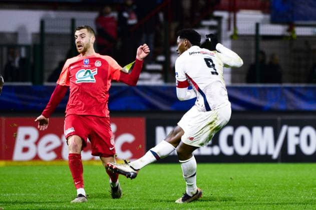 FOOTBALL : Rouen vs Lille - Coupe de France - 20 12 2024 Jonathan David ( 9 - Lille ) during the French Cup match between FC Rouen and Lille OSC at Stade Robert Diochon on December 20, 2024 in Rouen, France. ( Photo by Dante Badano PsnewZ ) - RouenFrance  Copyright: xDantexBadanox