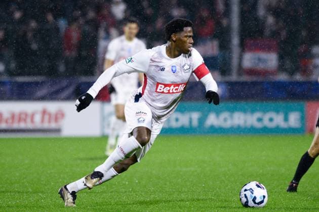 FOOTBALL : Rouen vs Lille - Coupe de France - 20 12 2024 Jonathan David ( 9 - Lille ) during the French Cup match between FC Rouen and Lille OSC at Stade Robert Diochon on December 20, 2024 in Rouen, France. ( Photo by Dante Badano PsnewZ ) - RouenFrance  Copyright: xDantexBadanox