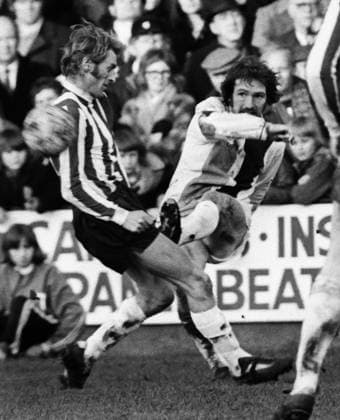Football - 1972 - 1973 Crystal Palace v Stoke City ; 17 02 1973 Tony Taylor of Crystal Palace and George Eastham of Stoke City at Selhurst Park. 