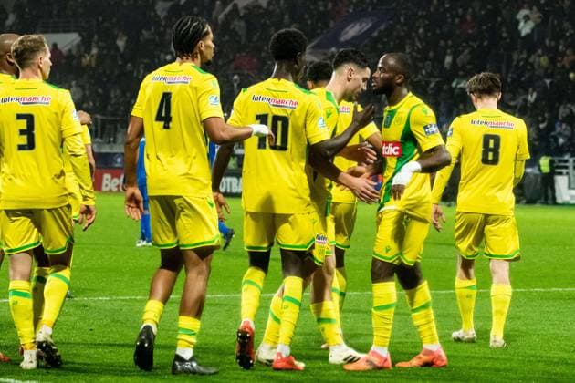FOOTBALL : Drancy vs FC Nantes - Coupe de France - 32e de Finale - 21 12 2024 Joie des joueurs du Fc Nantes aprÃ s le deuxieme but de Matthis Abline (FC NANTES) Saint OuenFrance  Copyright: xBaptistexAutissierx