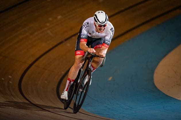AUGENSTEIN Moritz: DM Omnium 2024 - Frankfurt Oder AUGENSTEIN Moritz ( GER ) RSC Kempten Querformat - quer - horizontal - Landscape - Event Veranstaltung: DM Omnium 2024 - Deutsche Meisterschaft - Category Kategorie: Cycling - Track cycling, Rad, Radsport, Bahnrad, Bahn National Championship Omnium - Elite Men - Location Ort: Europe Germany - Brandenburg - Märkisch Oderland - Frankfurt Oder - Oderlandhalle - Discipline: Omnium - Distance: ... m - Date Datum: 21.12.2024 Saturday Day 2 -