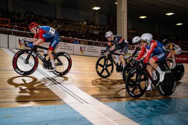 BRAUßE Franziska: DM Omnium 2024 - Frankfurt Oder BRAUßE Franziska ( GER ) CERATIZIT-WNT Pro Cycling Team Querformat - quer - horizontal - Landscape - Event Veranstaltung: DM Omnium 2024 - Deutsche Meisterschaft - Category Kategorie: Cycling - Track cycling, Rad, Radsport, Bahnrad, Bahn National Championship Omnium - Elite Women - Location Ort: Europe Germany - Brandenburg - Märkisch Oderland - Frankfurt Oder - Oderlandhalle - Discipline: Omnium - Distance: ... m - Date Datum: 21.12.2024 Saturday Day 2 -