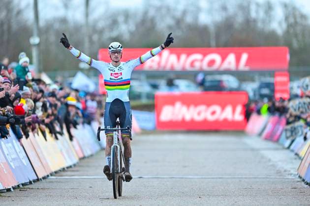 UCI World Cup Zonhoven ZONHOVEN, BELGIUM - DECEMBER 22 : Van Der Poel Mathieu (NED) of Alpecin - Deceuninck celebrating his victory pictured during the UCI Zonhoven World Cup on December 22, 2024 in Zonhoven, Belgium, 22 12 2024 Zonhoven Belgium  Copyright: xBillyxCeustersx