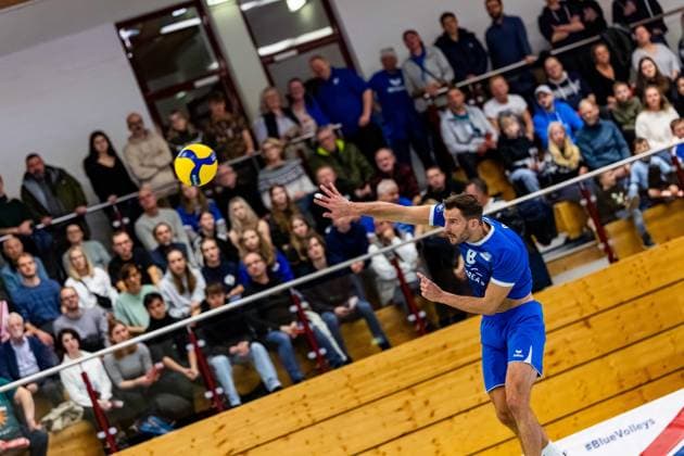 22.12..2024, GER, Volleyball, 2.BL Maenner Sued, Saison 2024 2025, Blue Volleys Gotha - TSV Muehldorf Dominik Duchac (Blue Volleys Gotha) 99867 Gotha Sporthalle Sportanlage Ernesti Thüringen Deutschland