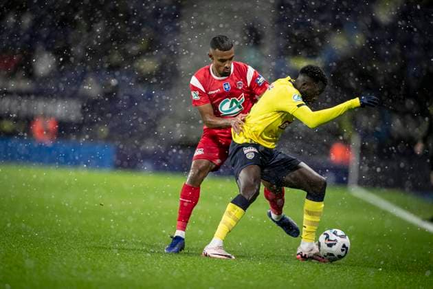 FOOTBALL : Sochaux vs Clermont Foot 63. Coupe de France - Stade Auguste Bonal 22 12 2024 DACOSA JULIEN 2 ET ARMOUGOM YOEL 3  Copyright: xElyxandroxCEGARRAx